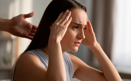 Девушка держится за голову